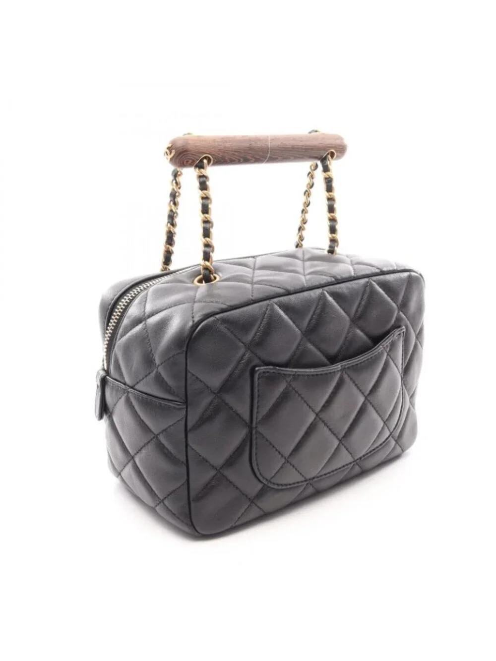 Chanel Shoulder Bag Quilted Mini Bow Black Lambskin
